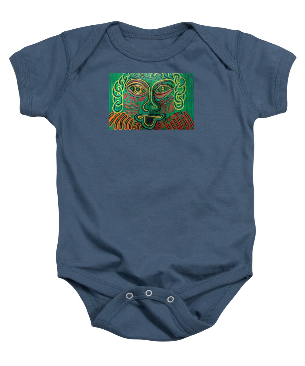 Alien Series Of Paintings Baby Onesie featuring the painting The Scary Green Alien by Douglas W Warawa