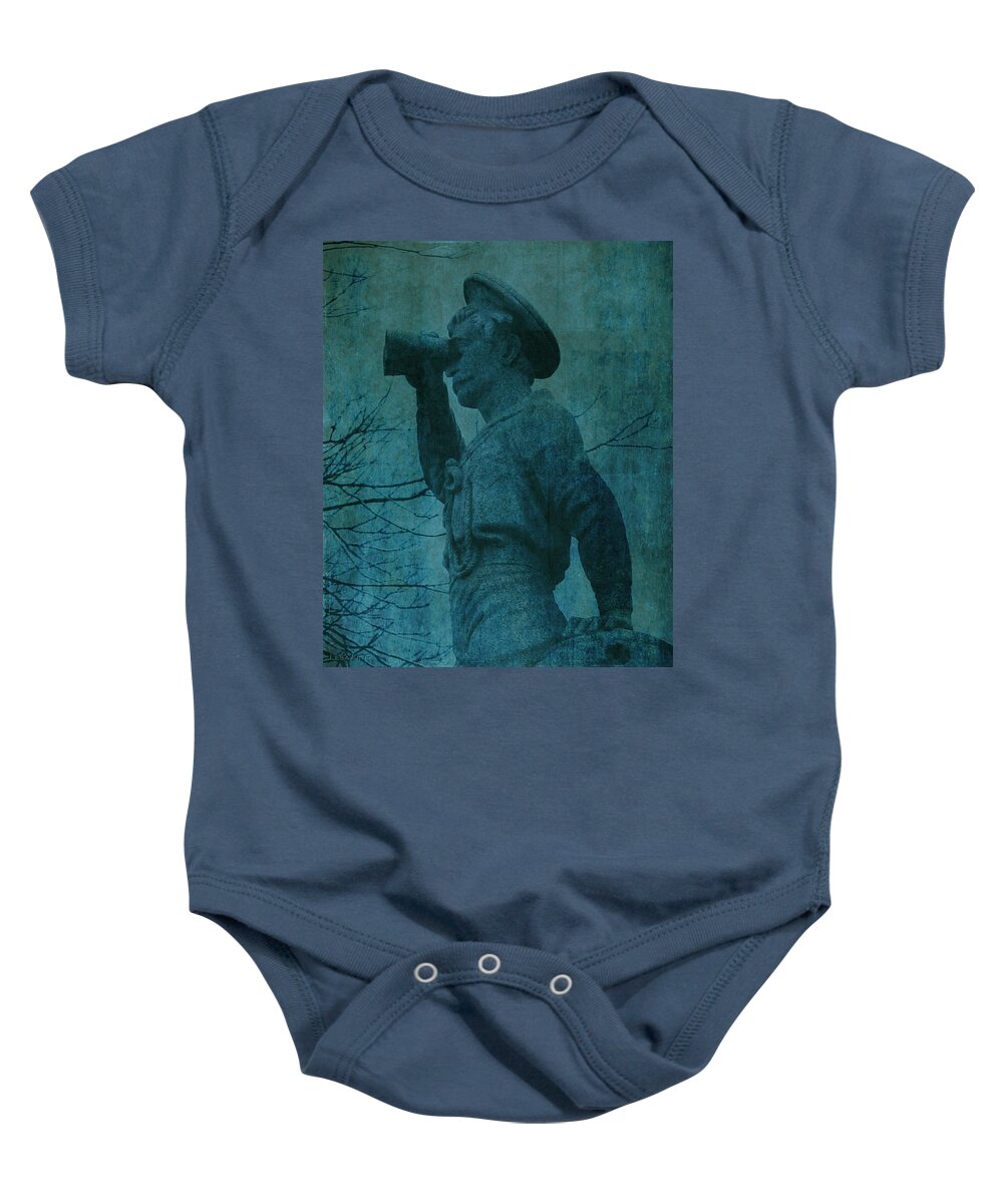 Seaman Baby Onesie featuring the mixed media The Seaman in Teal by Lesa Fine
