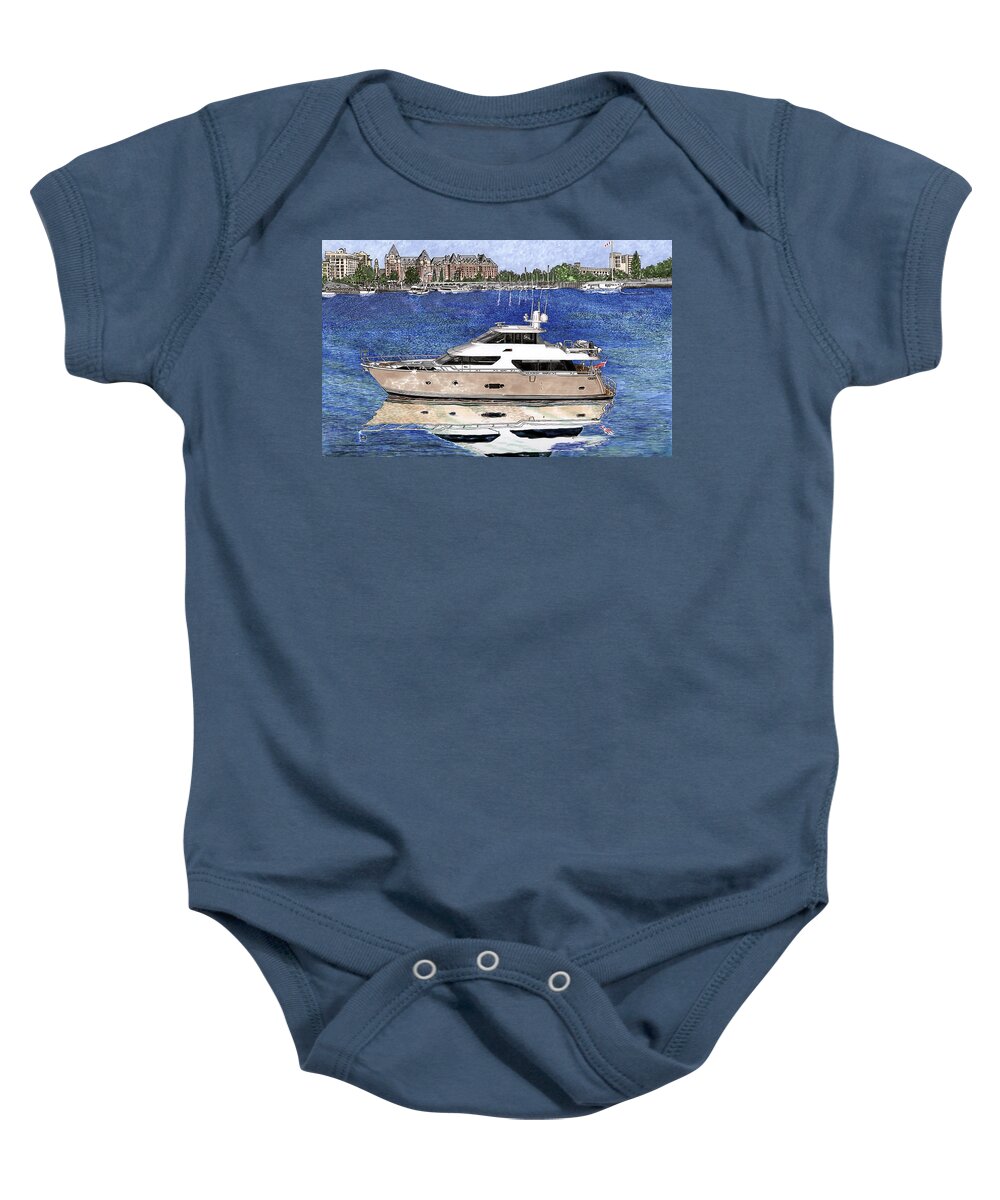 Yacht Art Baby Onesie featuring the painting Yachting Victoria BC by Jack Pumphrey