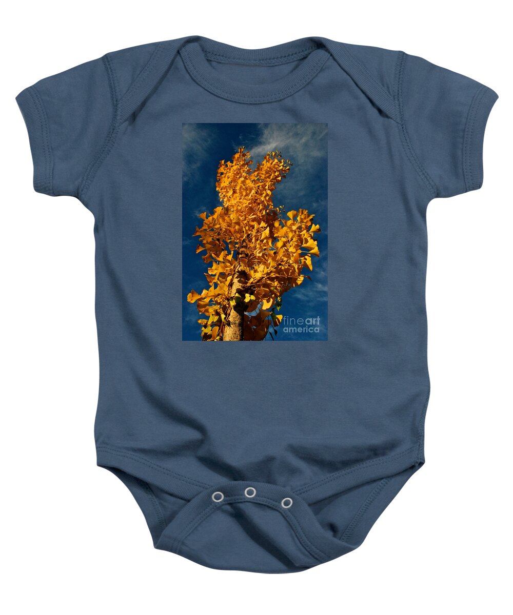 Gingko Baby Onesie featuring the photograph Gingko to the Sky by Mark Dodd