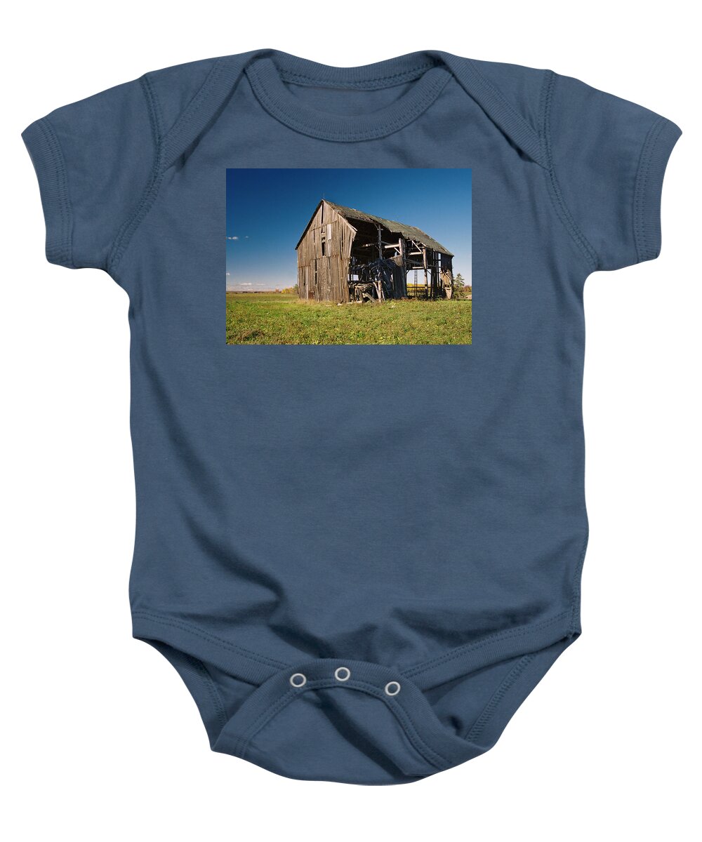 Barn Baby Onesie featuring the photograph Holdin' On by Ron Weathers