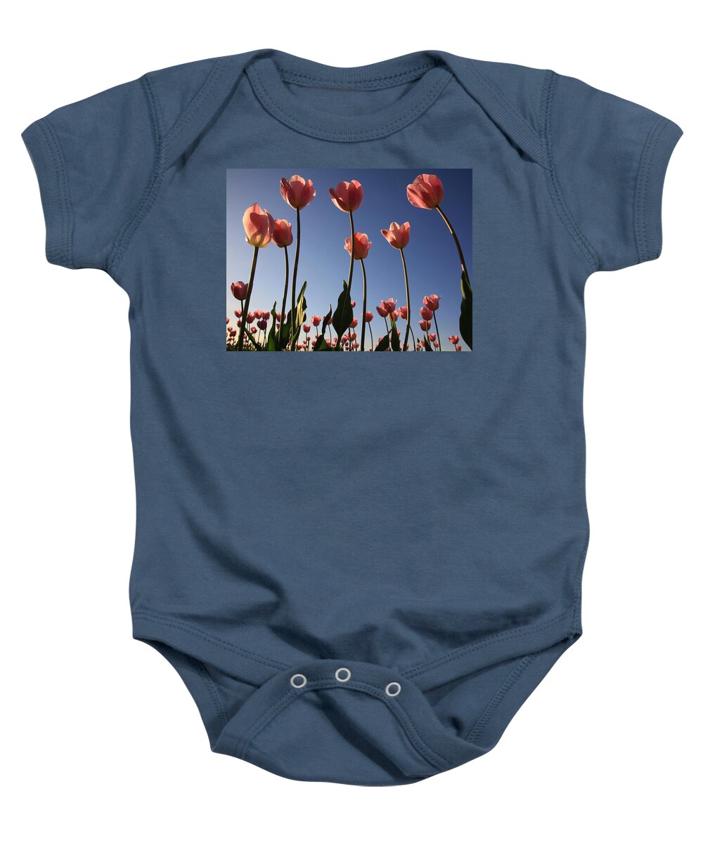 Flowers Baby Onesie featuring the photograph Sunny Tulips by Steve McKinzie