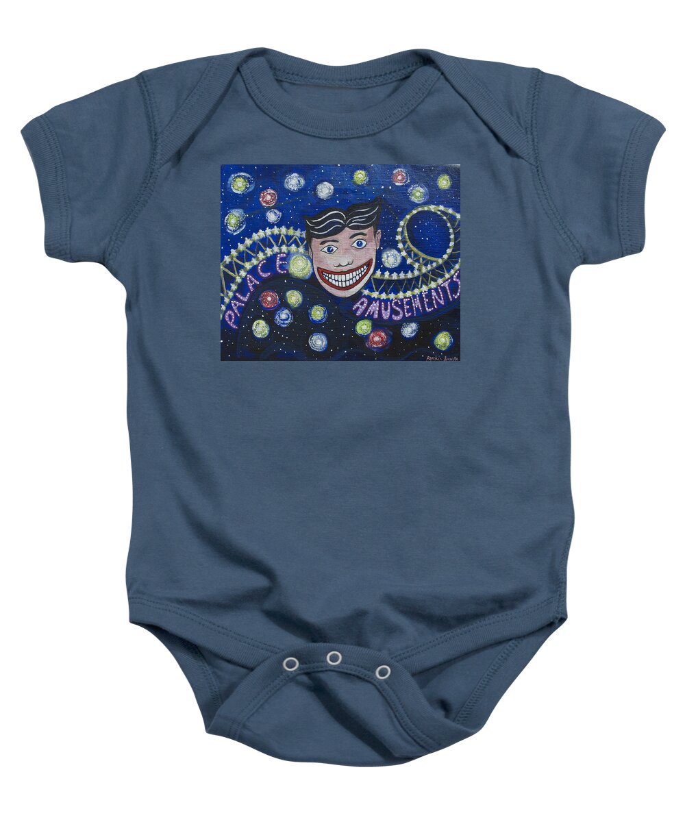 Asbury Art Baby Onesie featuring the painting Tillie's Brite Lights by Patricia Arroyo