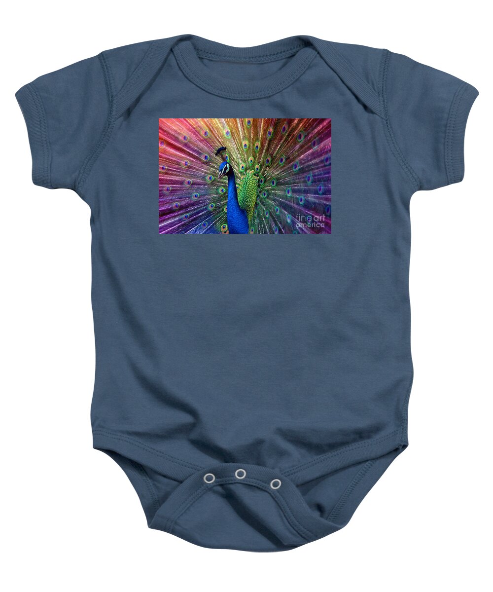 Beauty Baby Onesie featuring the photograph Peacock #1 by Hannes Cmarits