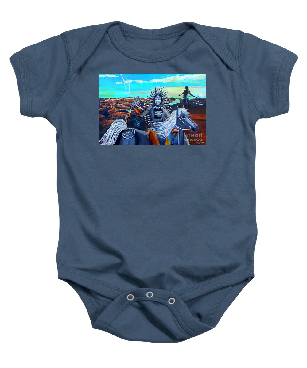 Native American Canvas Print Baby Onesie featuring the painting Respect Mother Earth #1 by Jayne Kerr