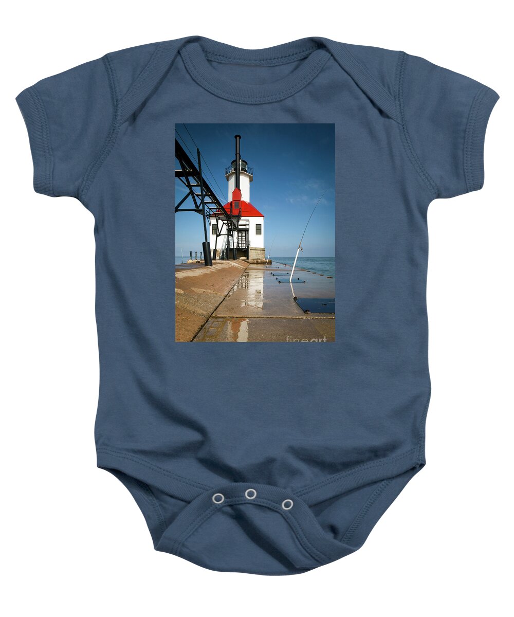 St. Baby Onesie featuring the photograph 1460 St. Joseph Michigan Lighthouse by Steve Sturgill