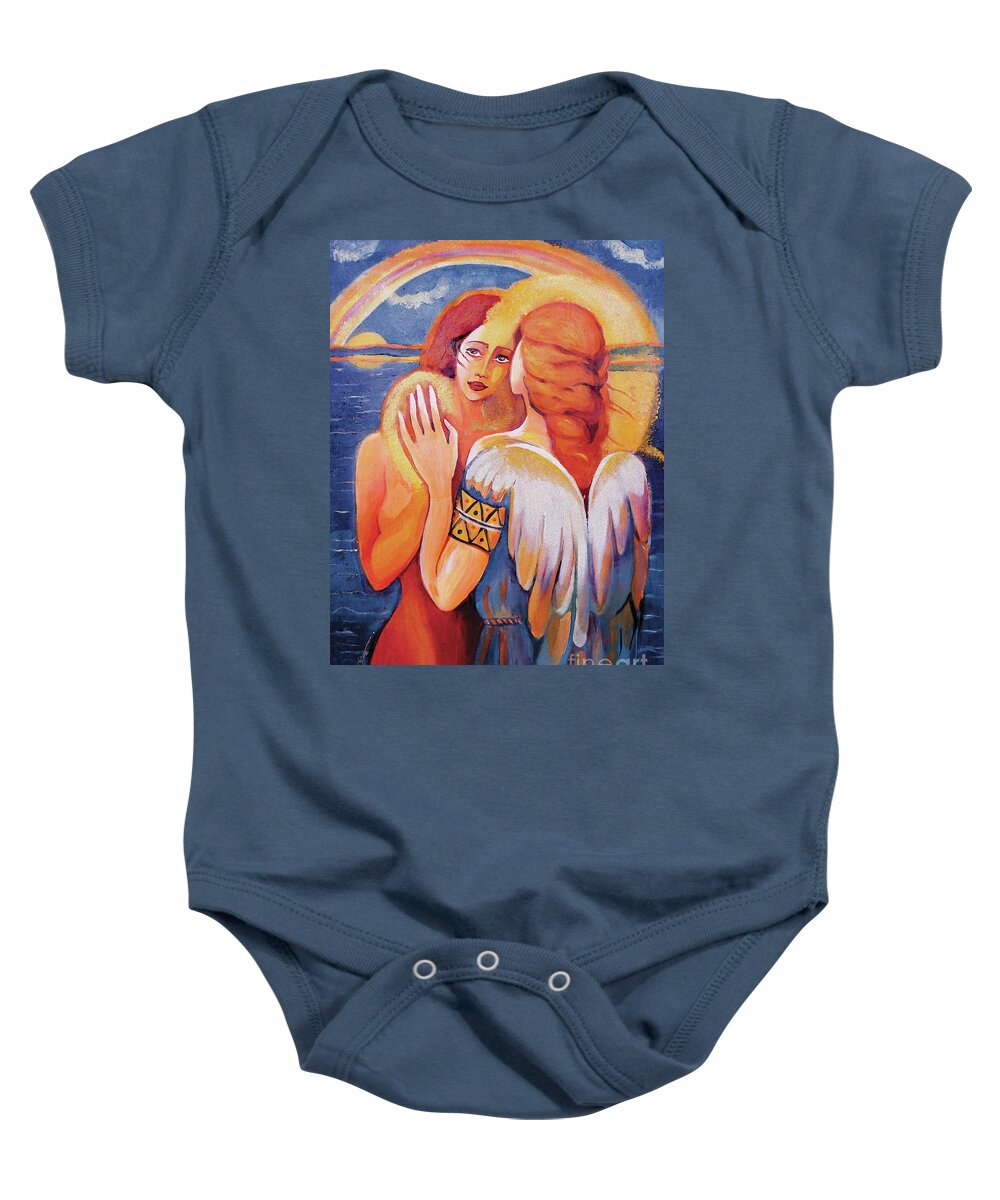 Angel Woman Baby Onesie featuring the painting Angel Touch by Eva Campbell