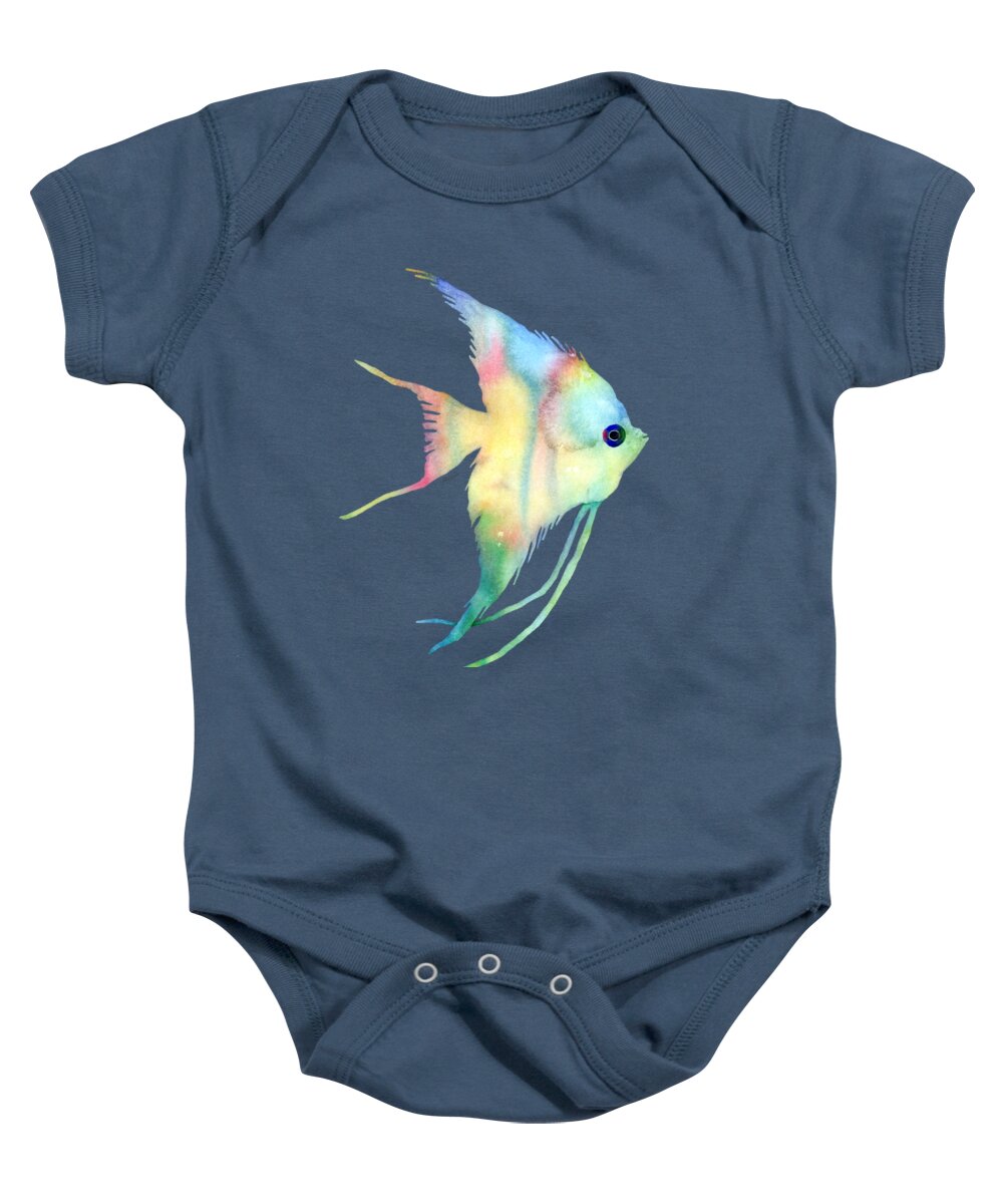 Fish Baby Onesie featuring the painting Angelfish I - Solid Background by Hailey E Herrera