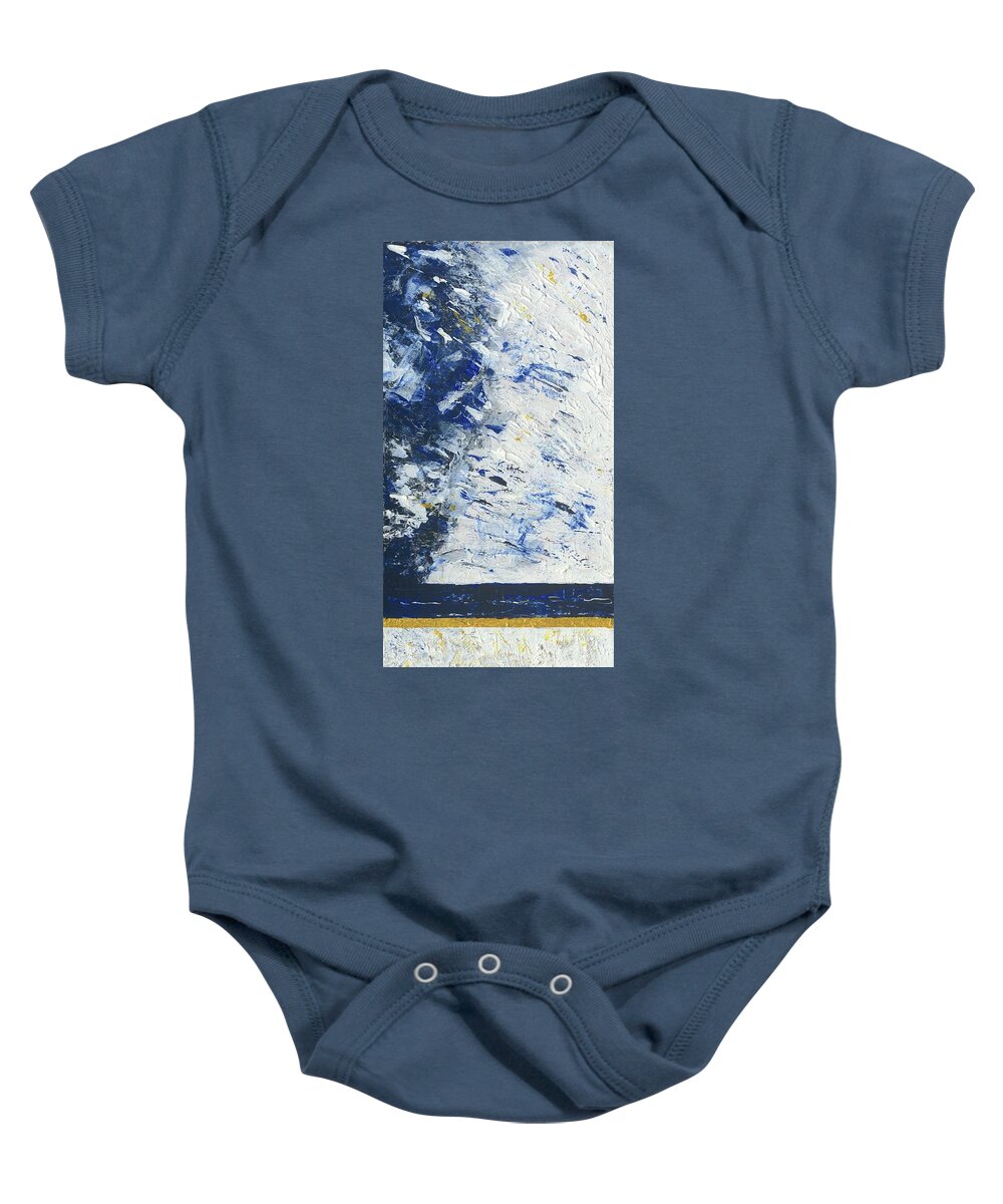 Abstract Baby Onesie featuring the painting Atmospheric Conditions, Panel 1 of 3 by Kathryn Riley Parker