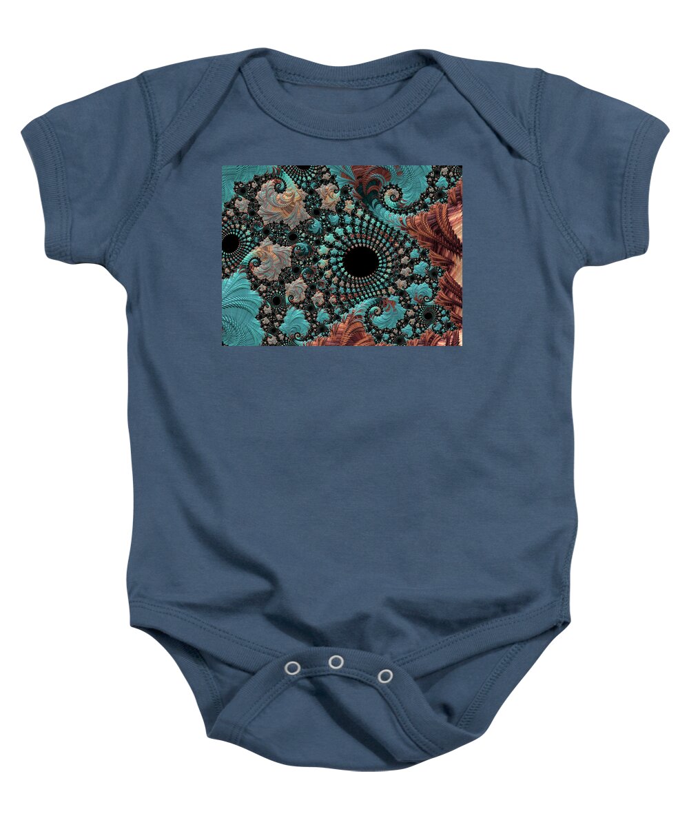 Geometric Fractal Baby Onesie featuring the digital art Bejeweled Fractal by Bonnie Bruno