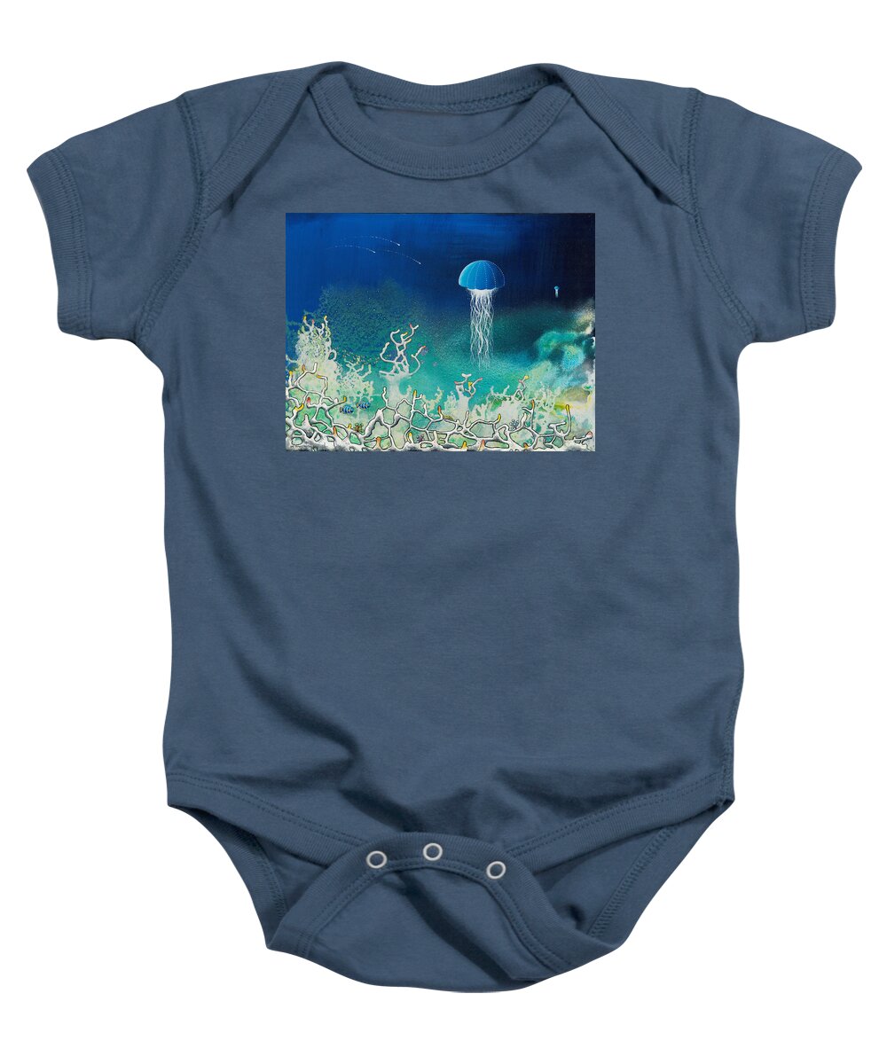 Beach House Baby Onesie featuring the painting Blue Angels by Lee Pantas