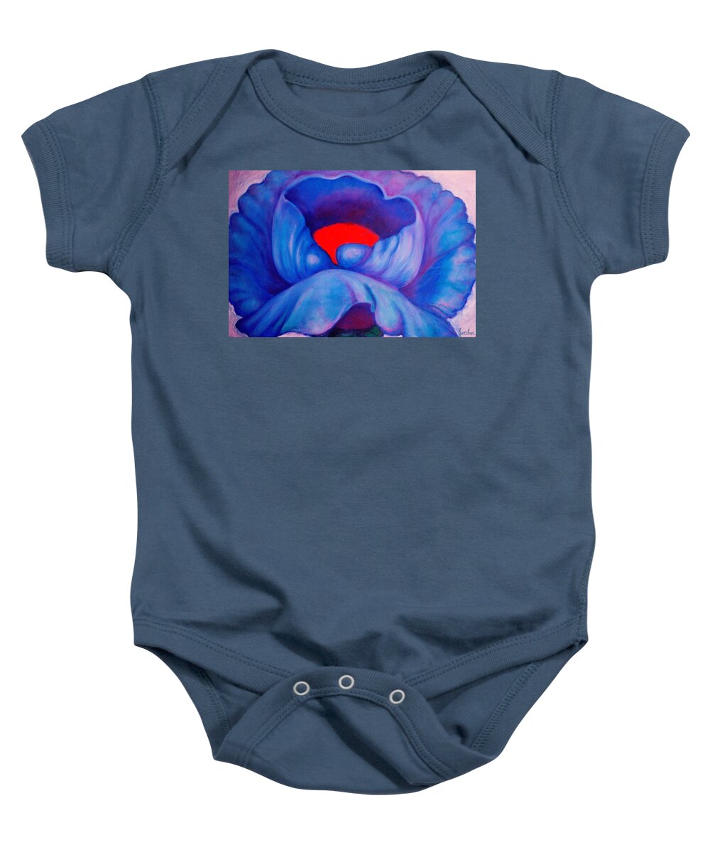 Blue Bloom Baby Onesie featuring the painting Blue Bloom by Jordana Sands