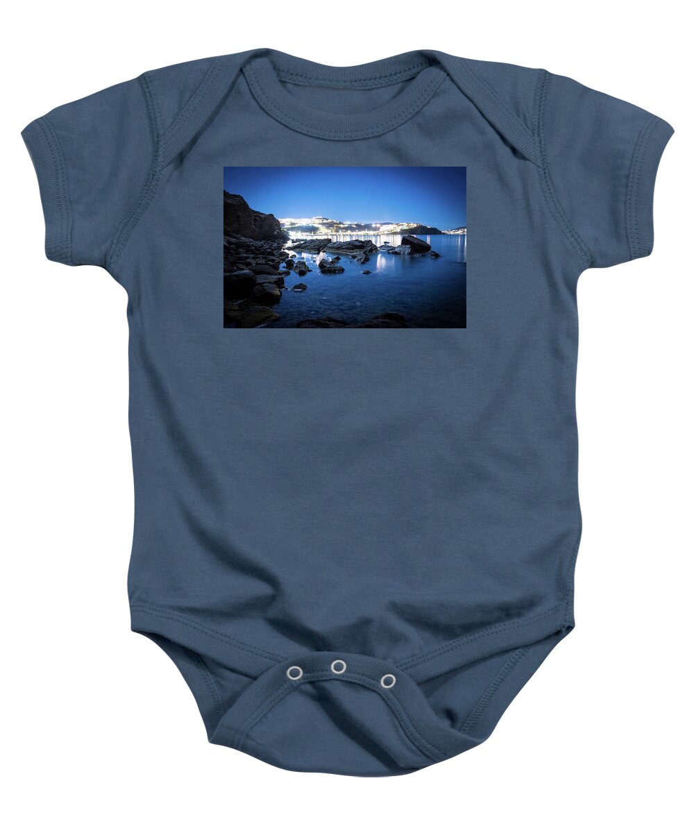  Baby Onesie featuring the photograph Blue Hour Mykonos by Colin Collins