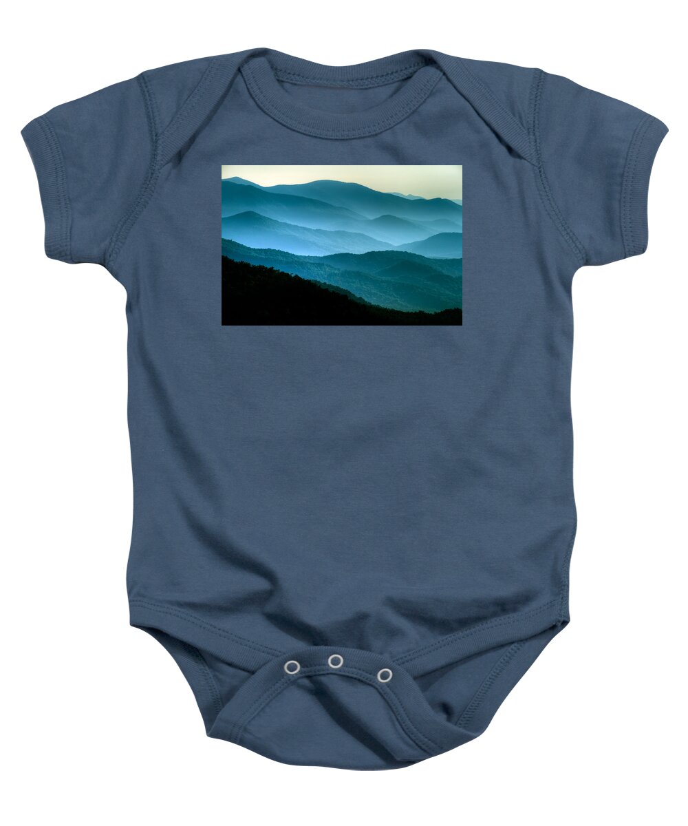 Asheville Baby Onesie featuring the photograph Blue Ridges by Joye Ardyn Durham