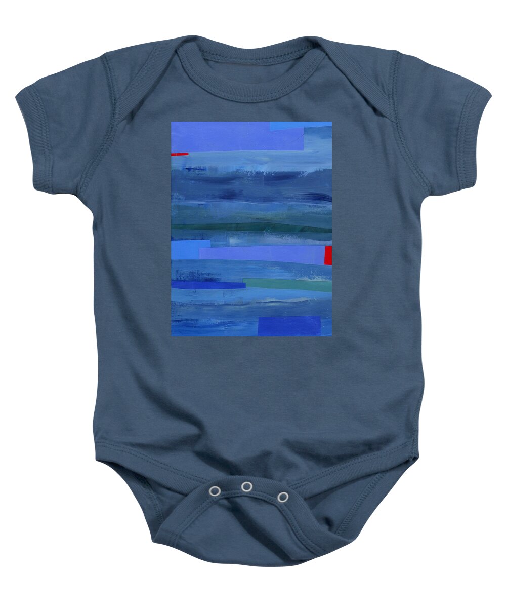 Abstract Art Baby Onesie featuring the painting Blue Stripes 1 by Jane Davies