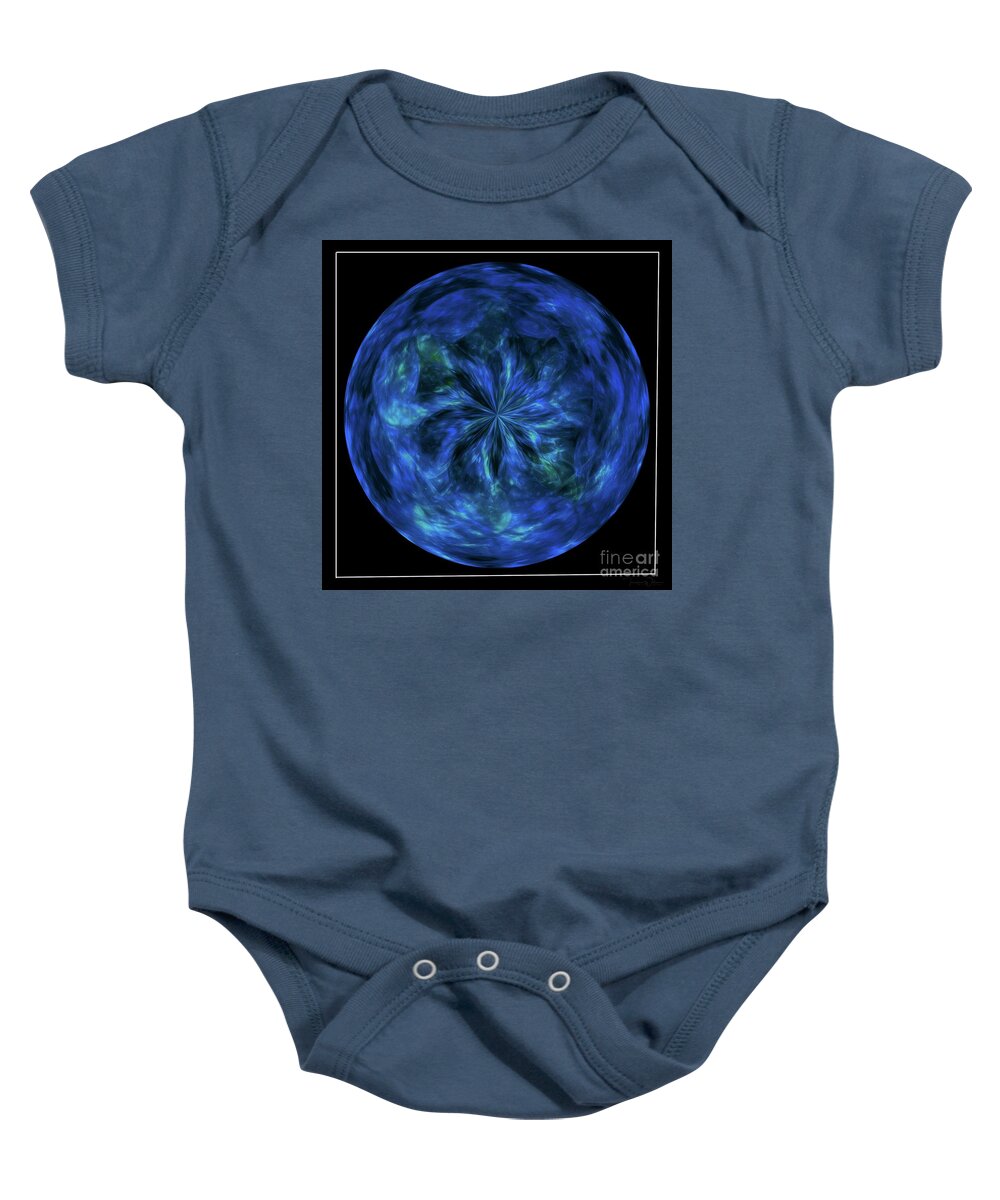 Blue Baby Onesie featuring the photograph Calming Blue Orb by Teresa Wilson