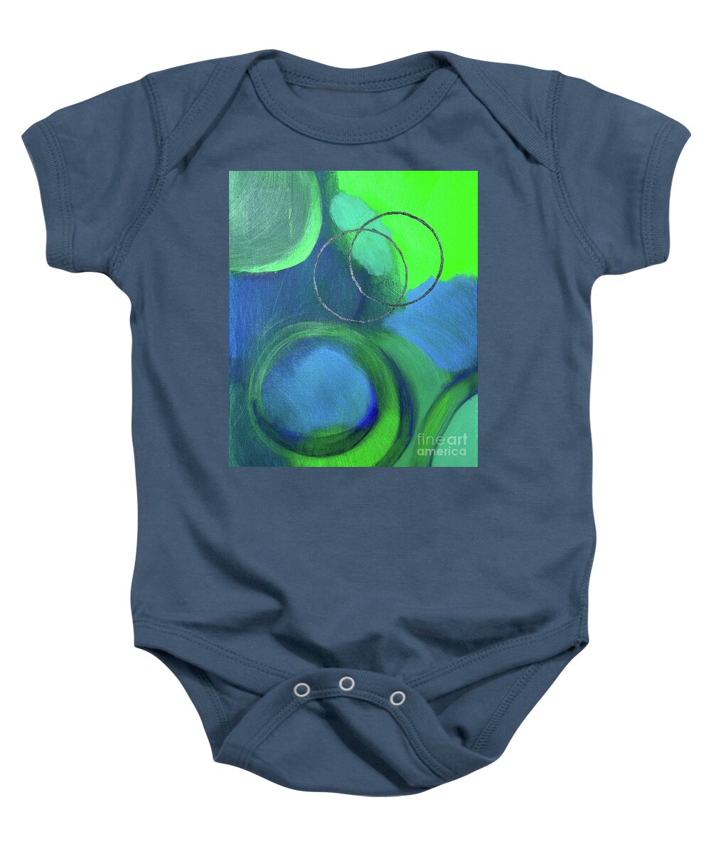 Abstract Baby Onesie featuring the painting Circles of Love by Janice Pariza