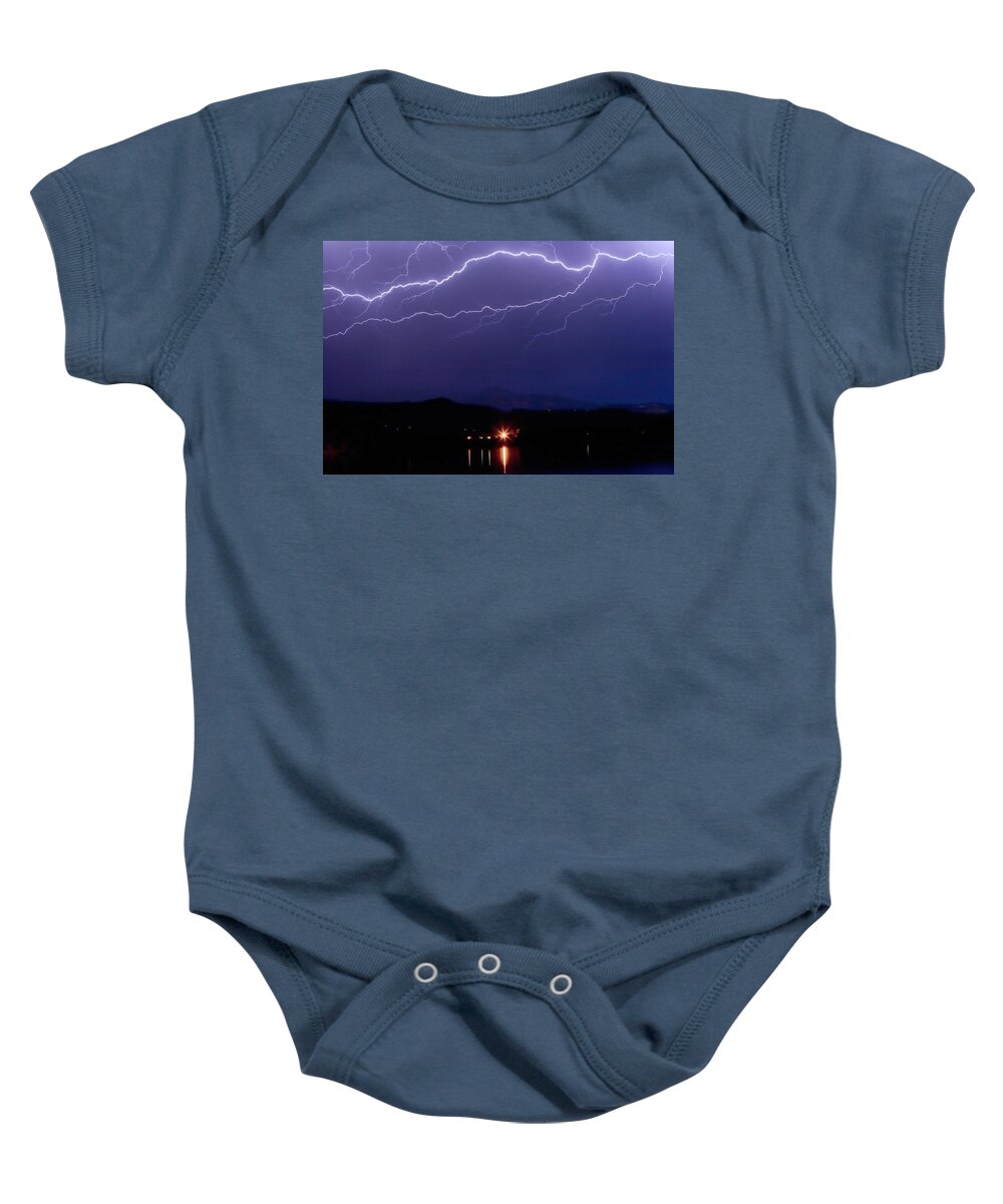 Lightning Baby Onesie featuring the photograph Cloud to Cloud Horizontal Lightning by James BO Insogna