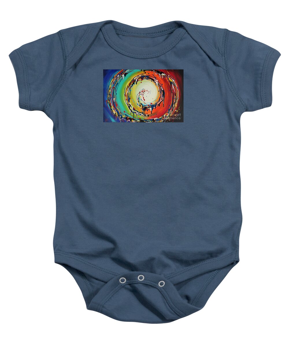 Swirl Baby Onesie featuring the painting Colorful Swirls by Preethi Mathialagan
