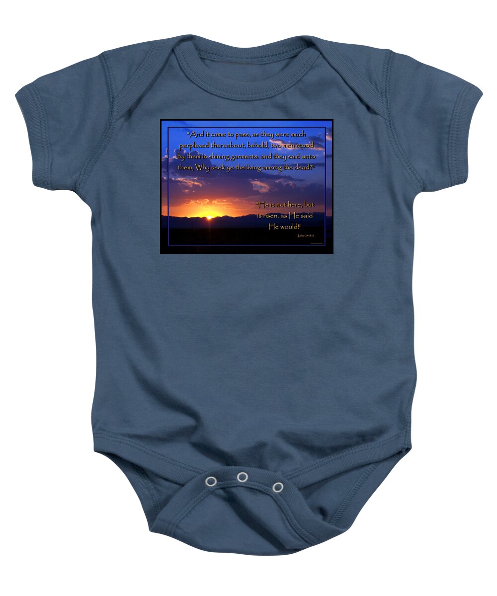 Resurrection Baby Onesie featuring the photograph Easter Sunrise - He Is Risen by Glenn McCarthy Art and Photography