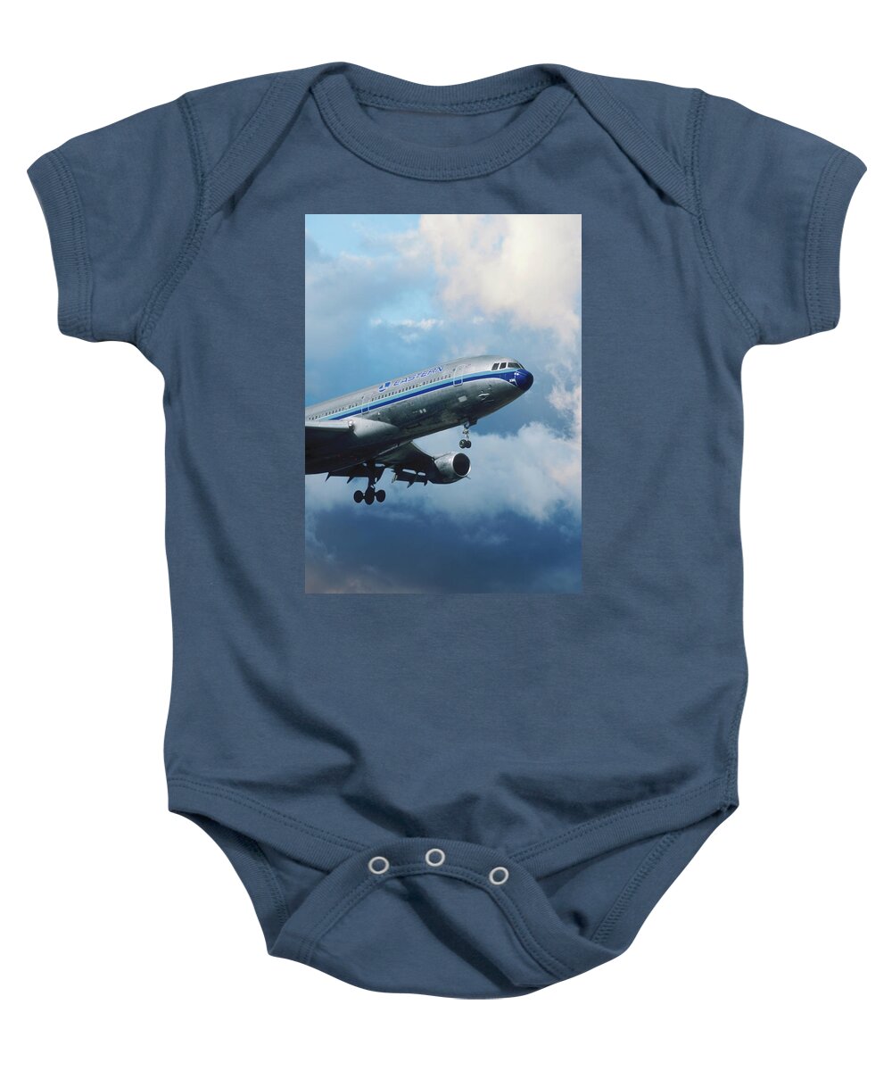 Eastern Airlines Baby Onesie featuring the photograph Eastern L-1011 Approaching the Runway by Erik Simonsen