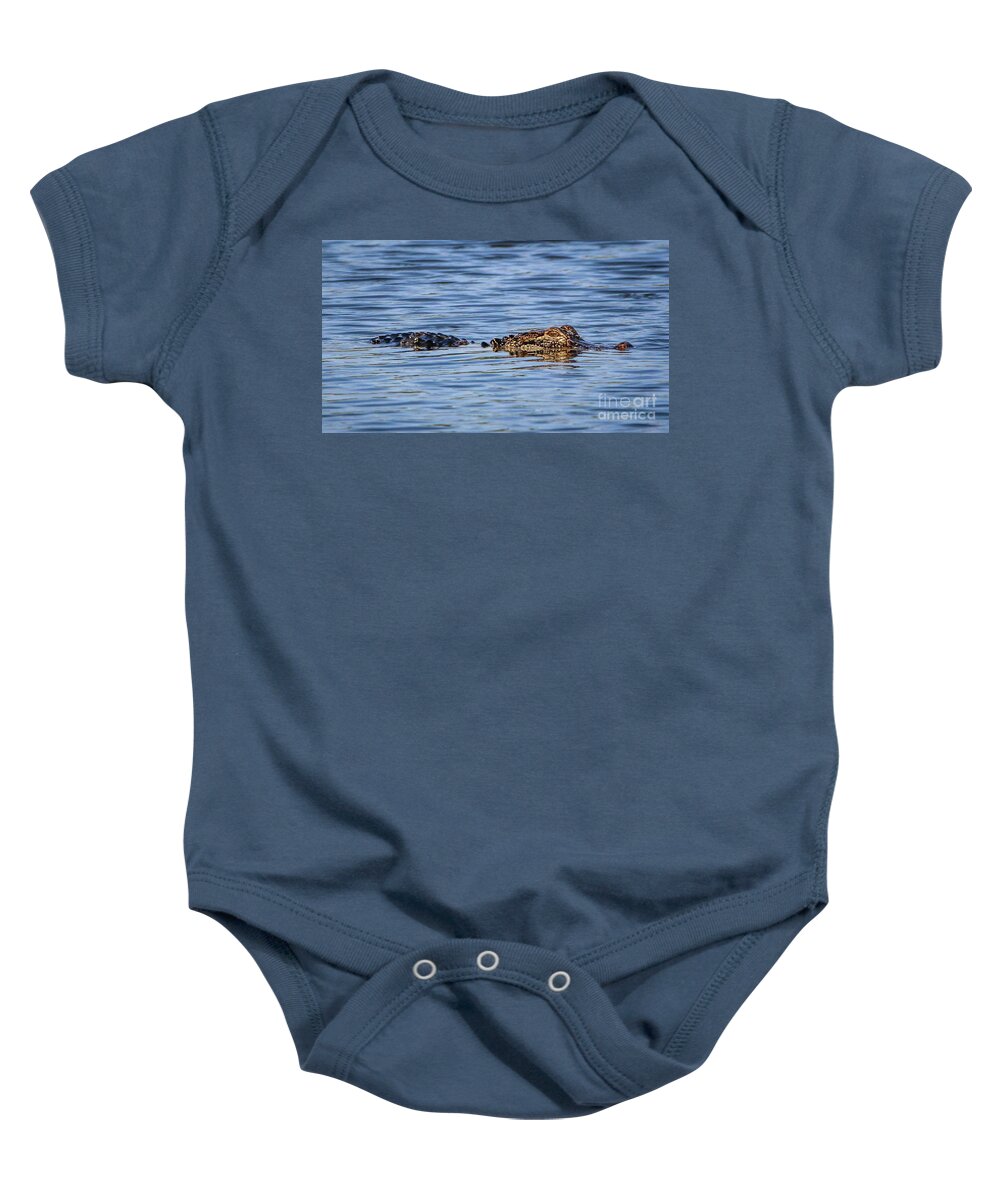 Gator Baby Onesie featuring the photograph Floating Gator by Tom Claud