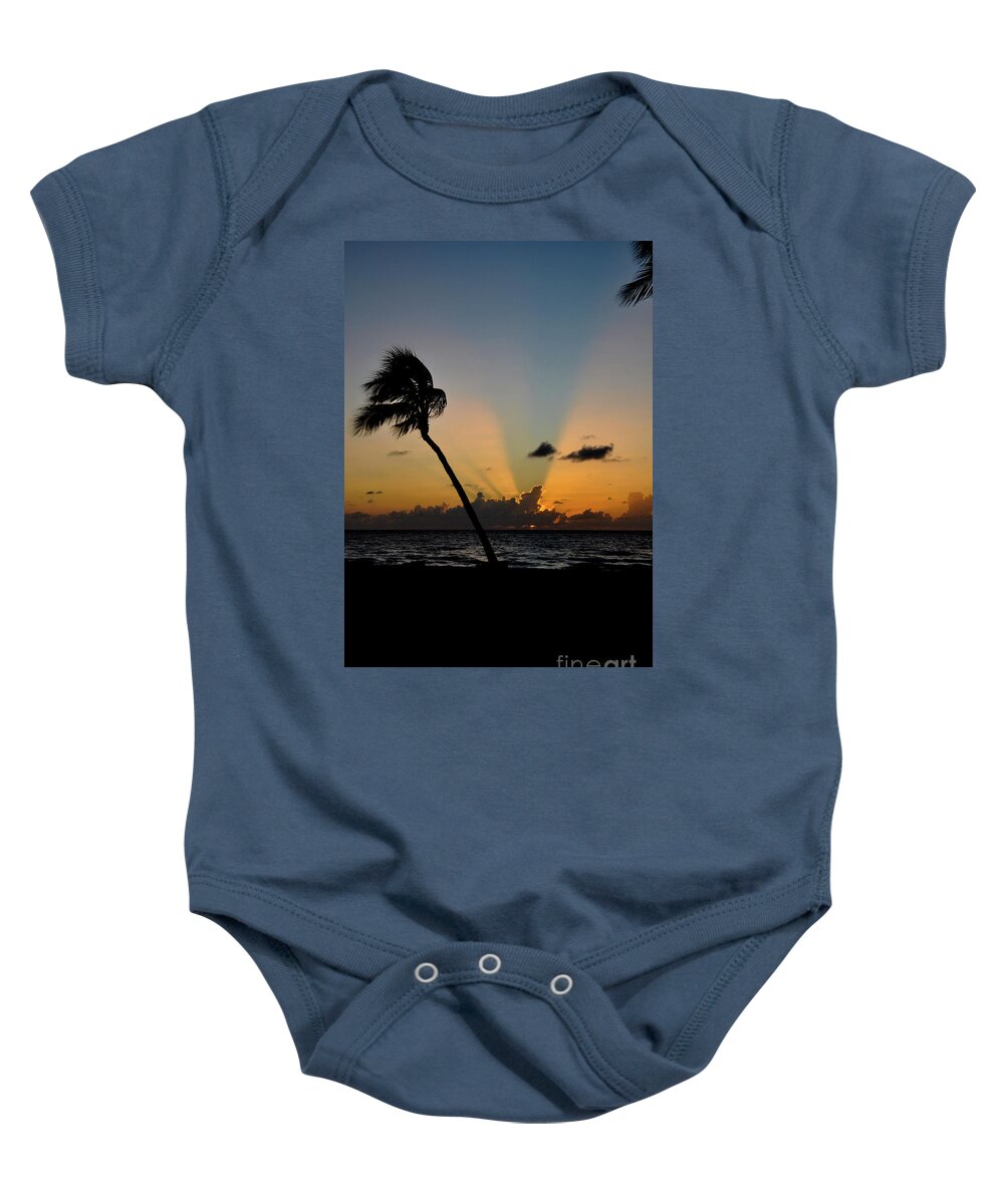 Florida Sunrise Palm Tree Baby Onesie featuring the photograph Florida Sunrise Palm by Kelly Wade