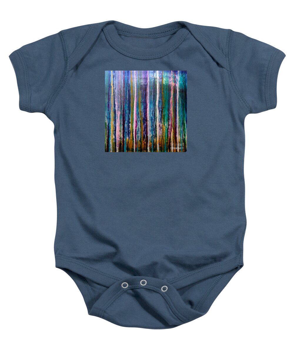 Abstract Baby Onesie featuring the painting Forest Rain by Patty Vicknair