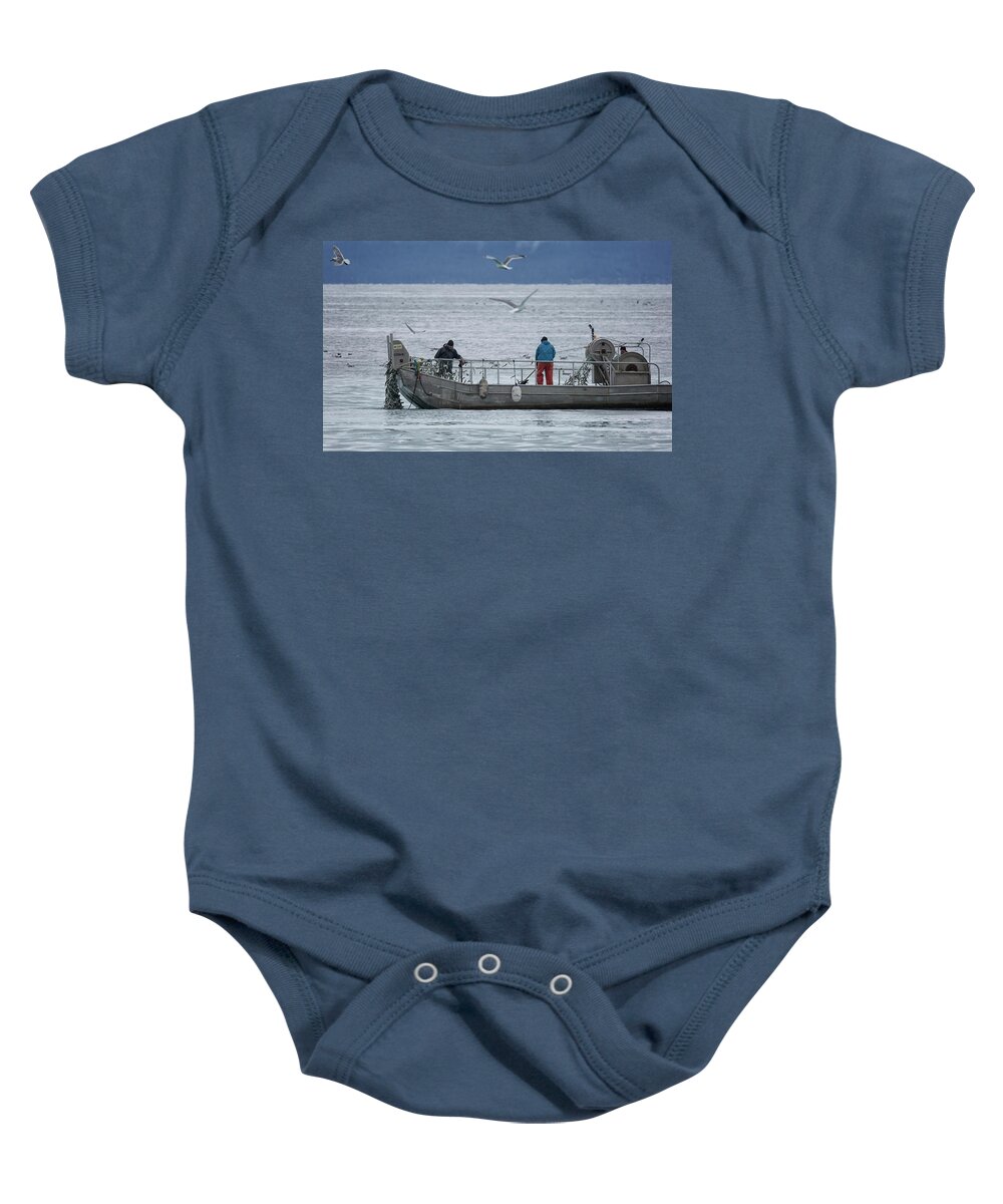 Herring Baby Onesie featuring the photograph Full Net by Randy Hall