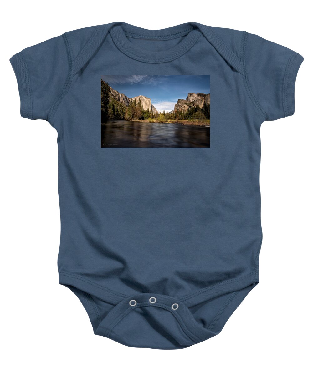The Gates Of The Valley Baby Onesie featuring the photograph Gates of the Valley by C Renee Martin