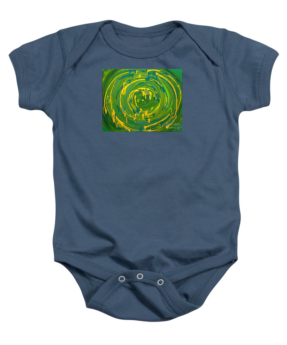 Swirl Baby Onesie featuring the painting Green Forest Swirl by Preethi Mathialagan