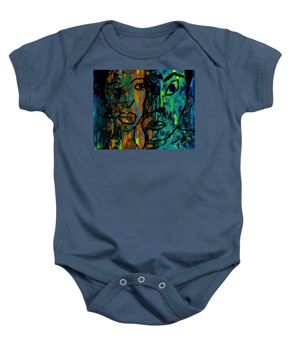 Natalie Holland Art Baby Onesie featuring the painting Holding On by Natalie Holland