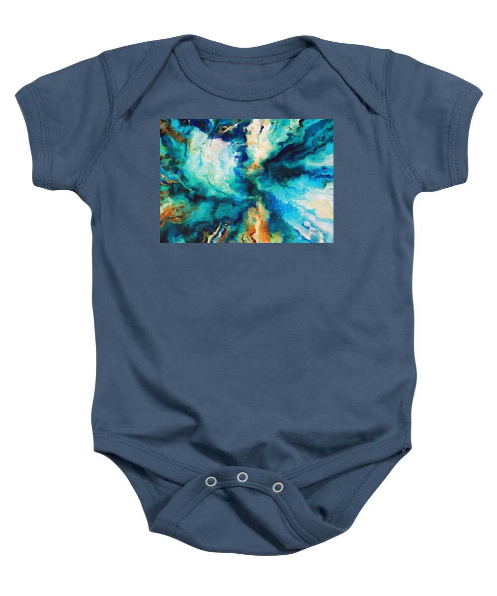 into The Deep Baby Onesie featuring the painting Into The Deep by Mark Taylor