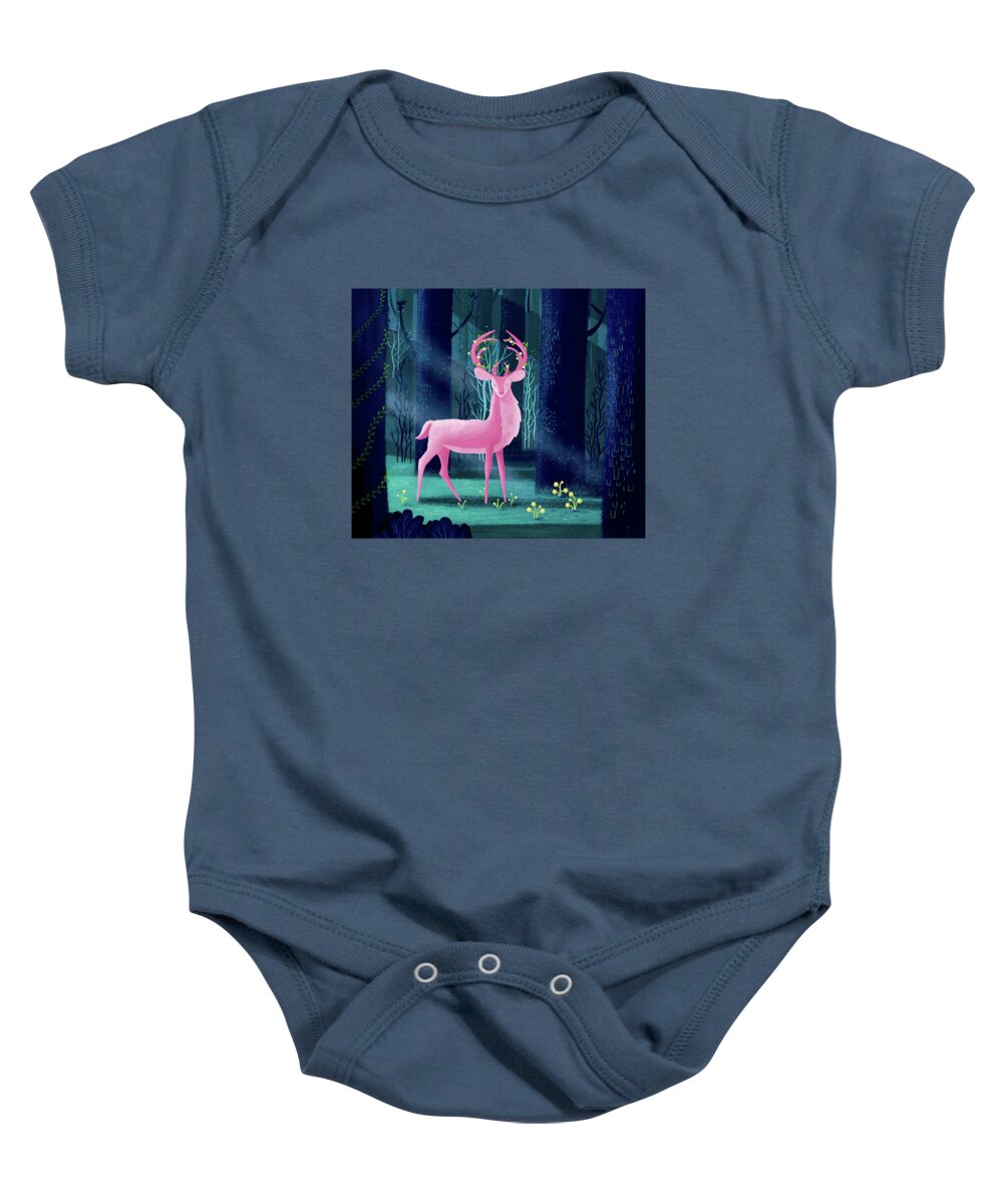 King Baby Onesie featuring the painting King Of The Enchanted Forest by Little Bunny Sunshine