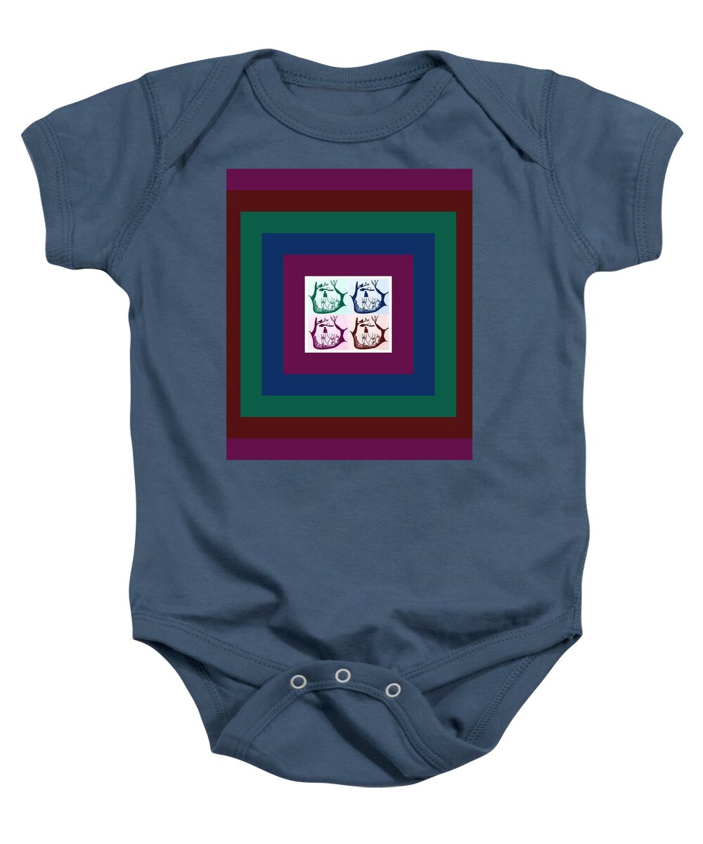 Meditation Baby Onesie featuring the drawing Meditation Quad by Julia Woodman