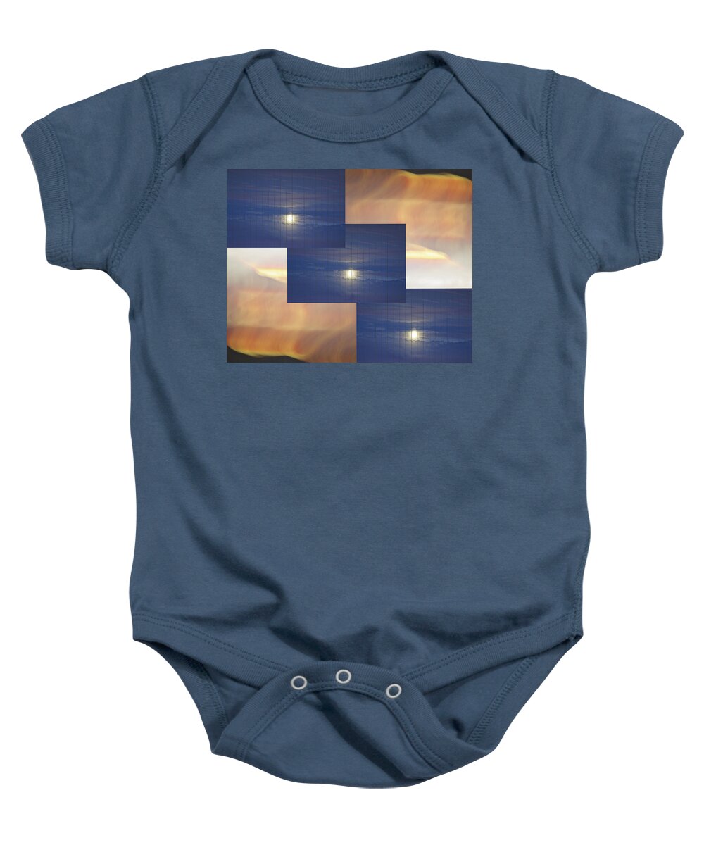 Design Baby Onesie featuring the photograph Moon Clouds Sunset 2 by SC Heffner