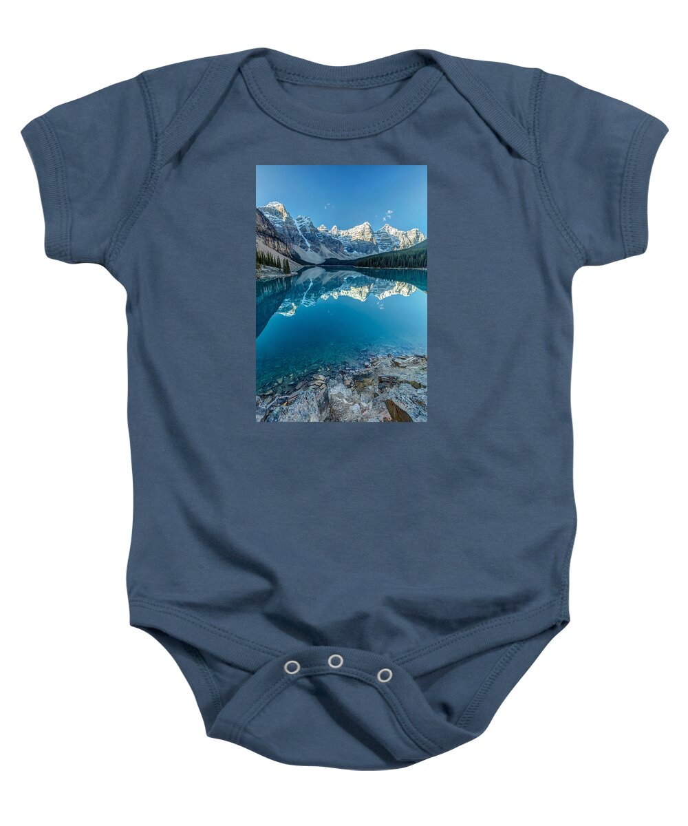 5dsr Baby Onesie featuring the photograph Moraine Lake Blues by Pierre Leclerc Photography