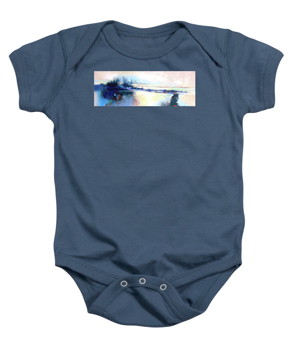 Acrylic Landscape Baby Onesie featuring the painting Morning Mist And Rain by Dale Witherow