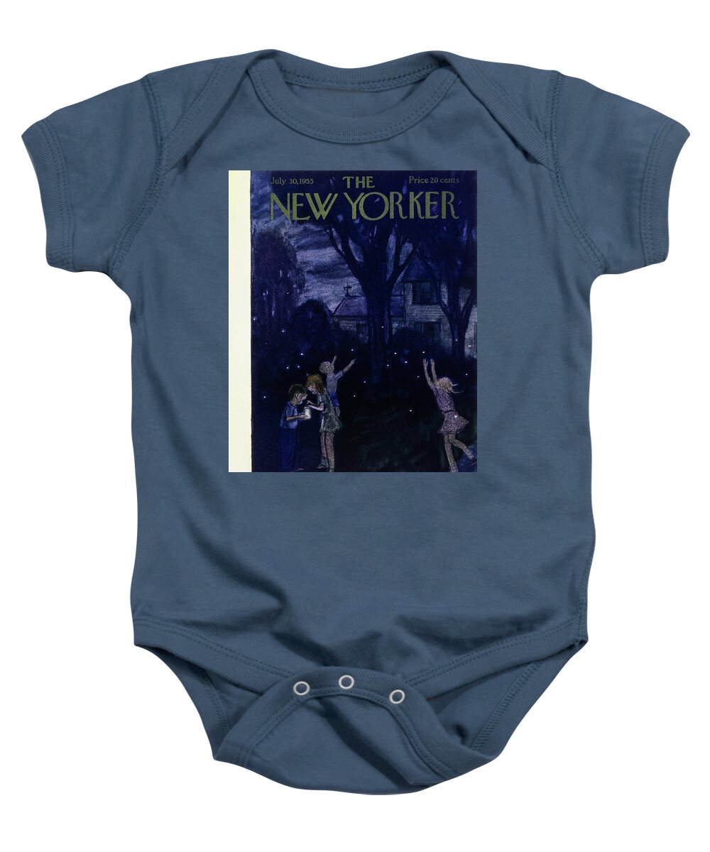 Night Baby Onesie featuring the painting New Yorker July 30 1955 by Perry Barlow