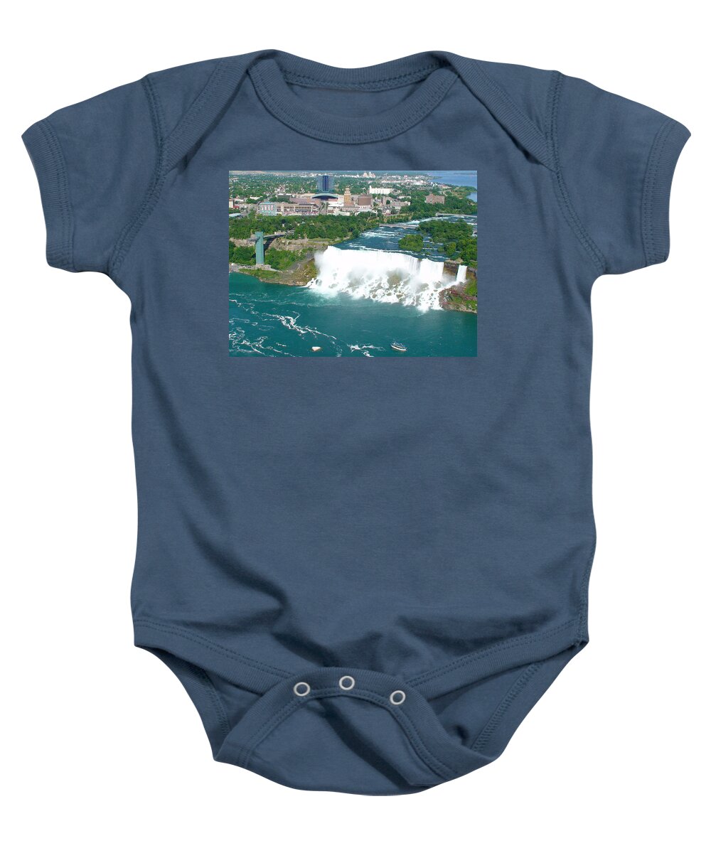 Landscape Baby Onesie featuring the photograph Niagara American and Bridal Veil Falls by Charles Kraus