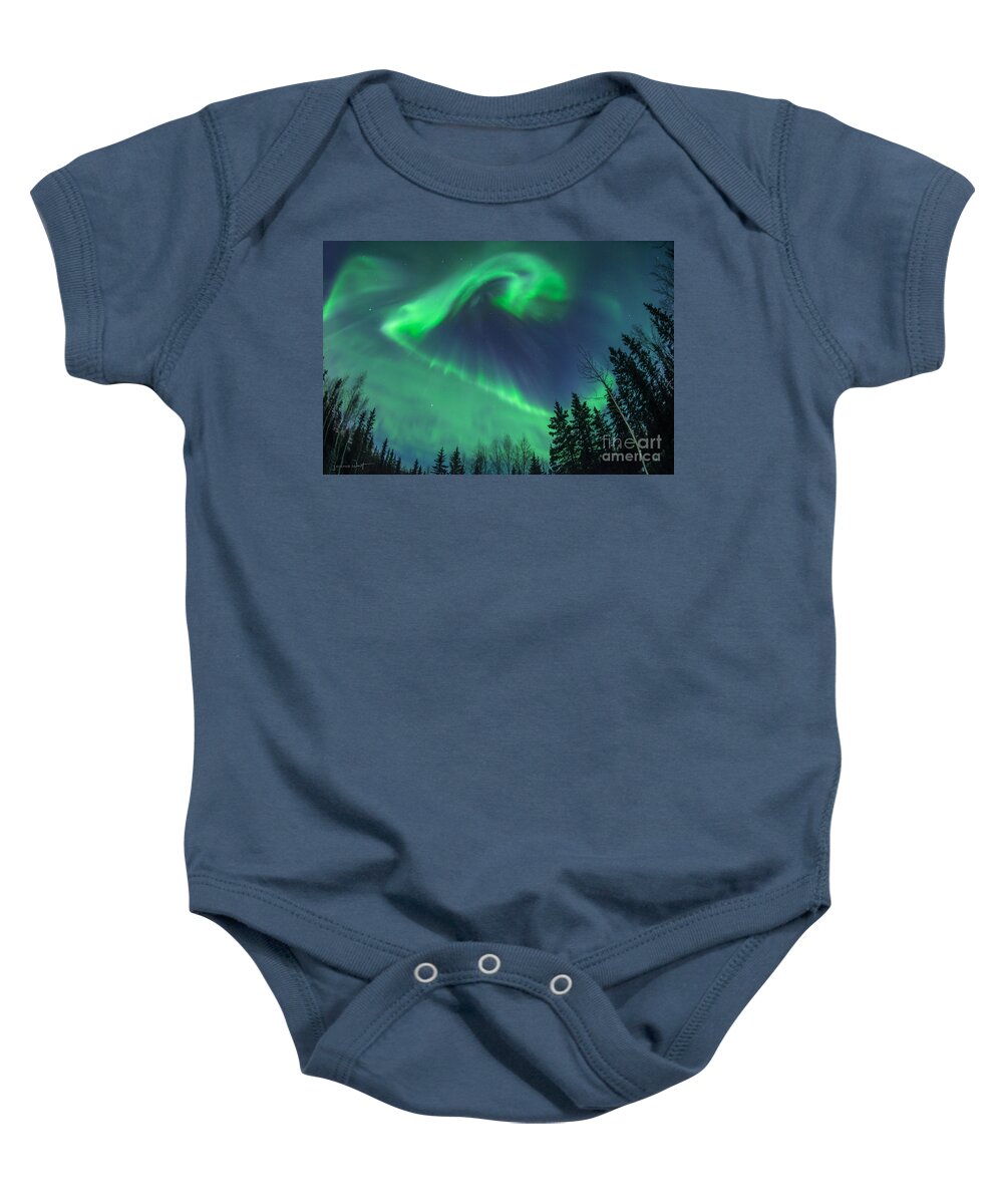 Aurora Borealis Baby Onesie featuring the photograph Northern Lights Shapeshifting by Joanne West