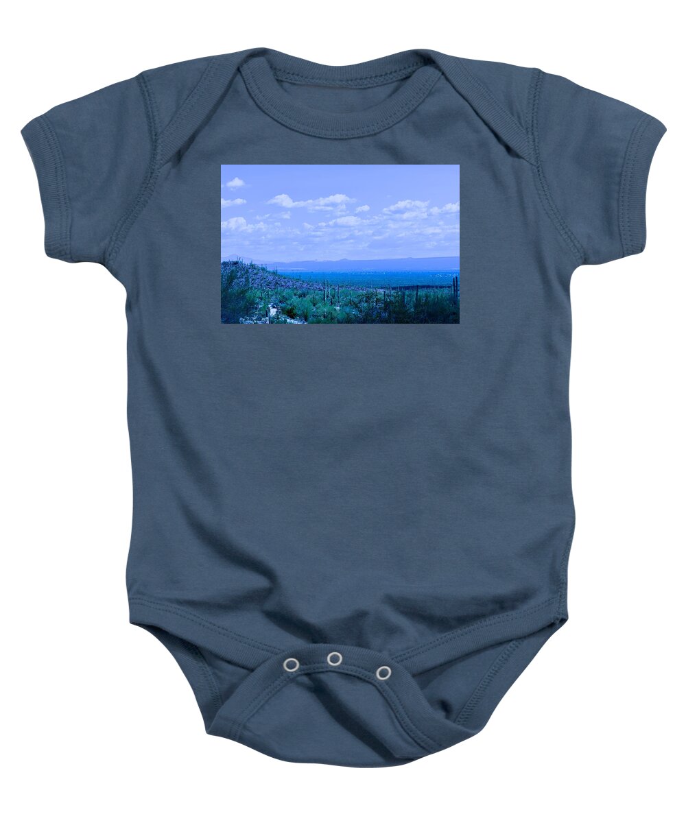 Blue Baby Onesie featuring the photograph Not So True Blue by Melisa Elliott