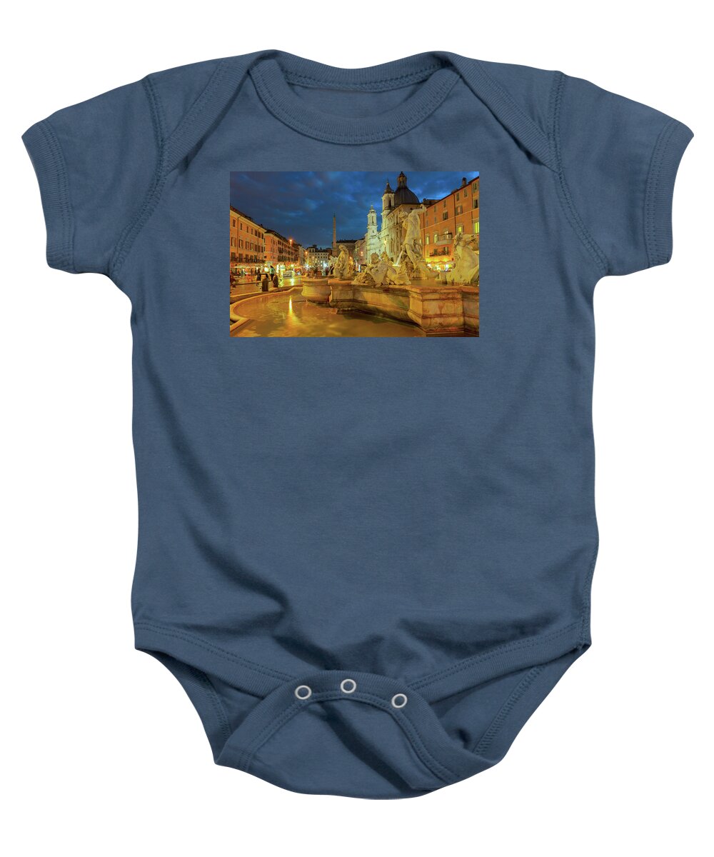 Rome Baby Onesie featuring the photograph Piazza Navona in Rome by Anastasy Yarmolovich