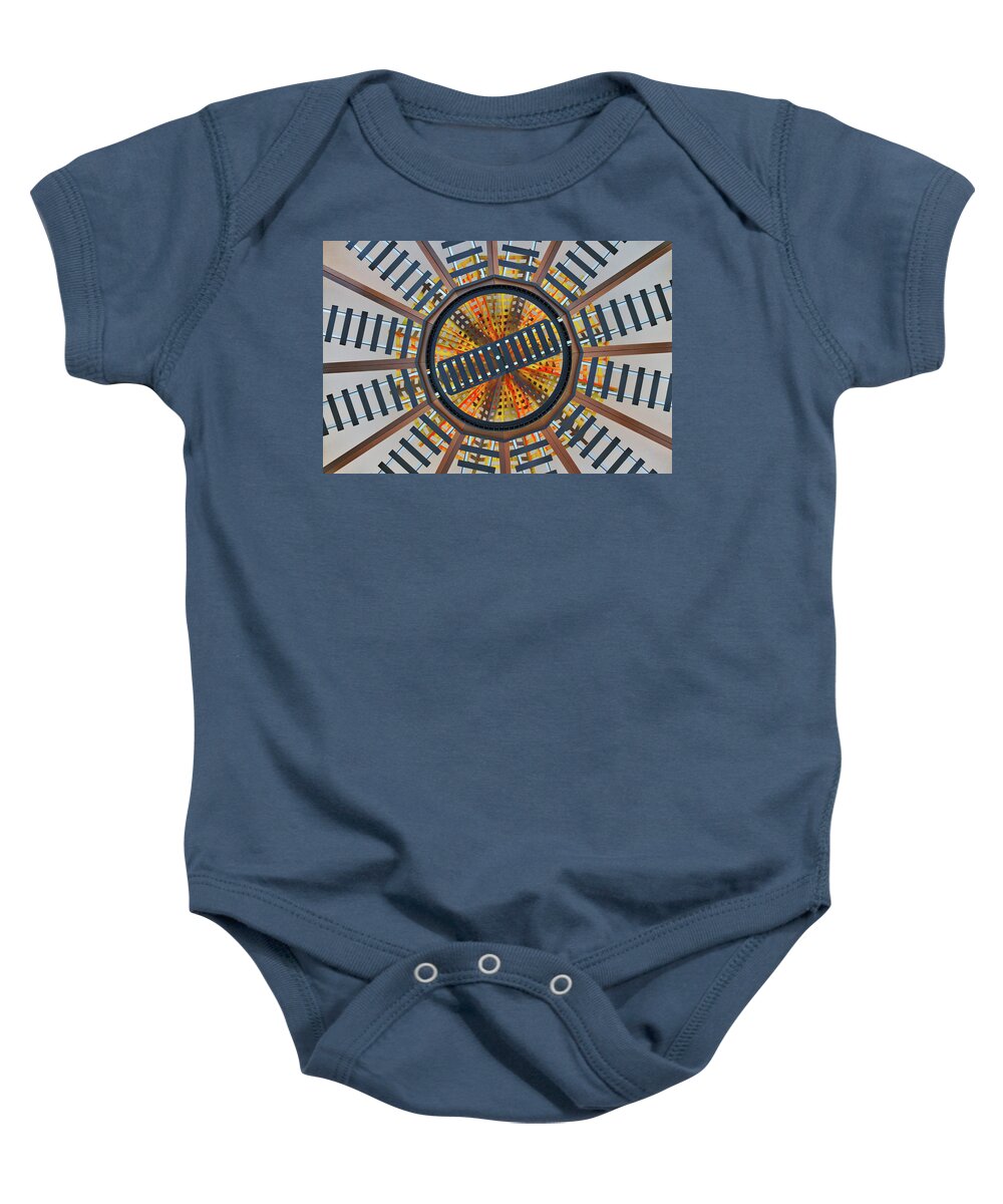 Roanoke Baby Onesie featuring the photograph Railroad Turntable Abstract by Stuart Litoff