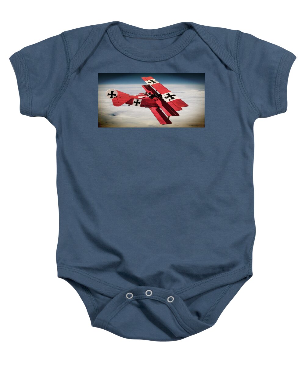 Red Baron Baby Onesie featuring the photograph Red Baron Panorama - Lord of the Skies - Lomo Version by Weston Westmoreland