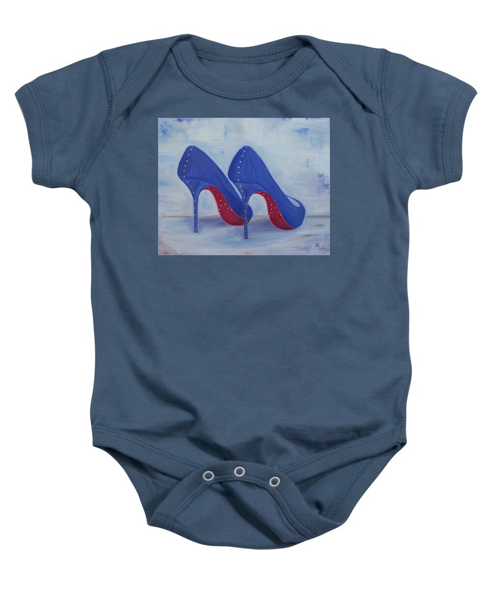 Shoes Baby Onesie featuring the painting Red Soul Shoes by Neslihan Ergul Colley