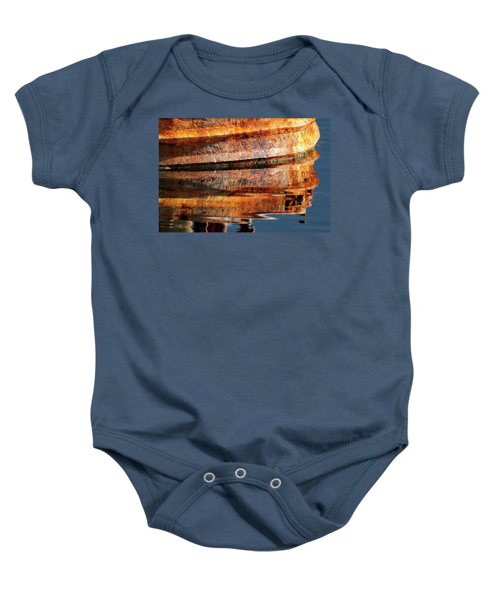 Rust Baby Onesie featuring the photograph Rusty reflections - 365-210 by Inge Riis McDonald