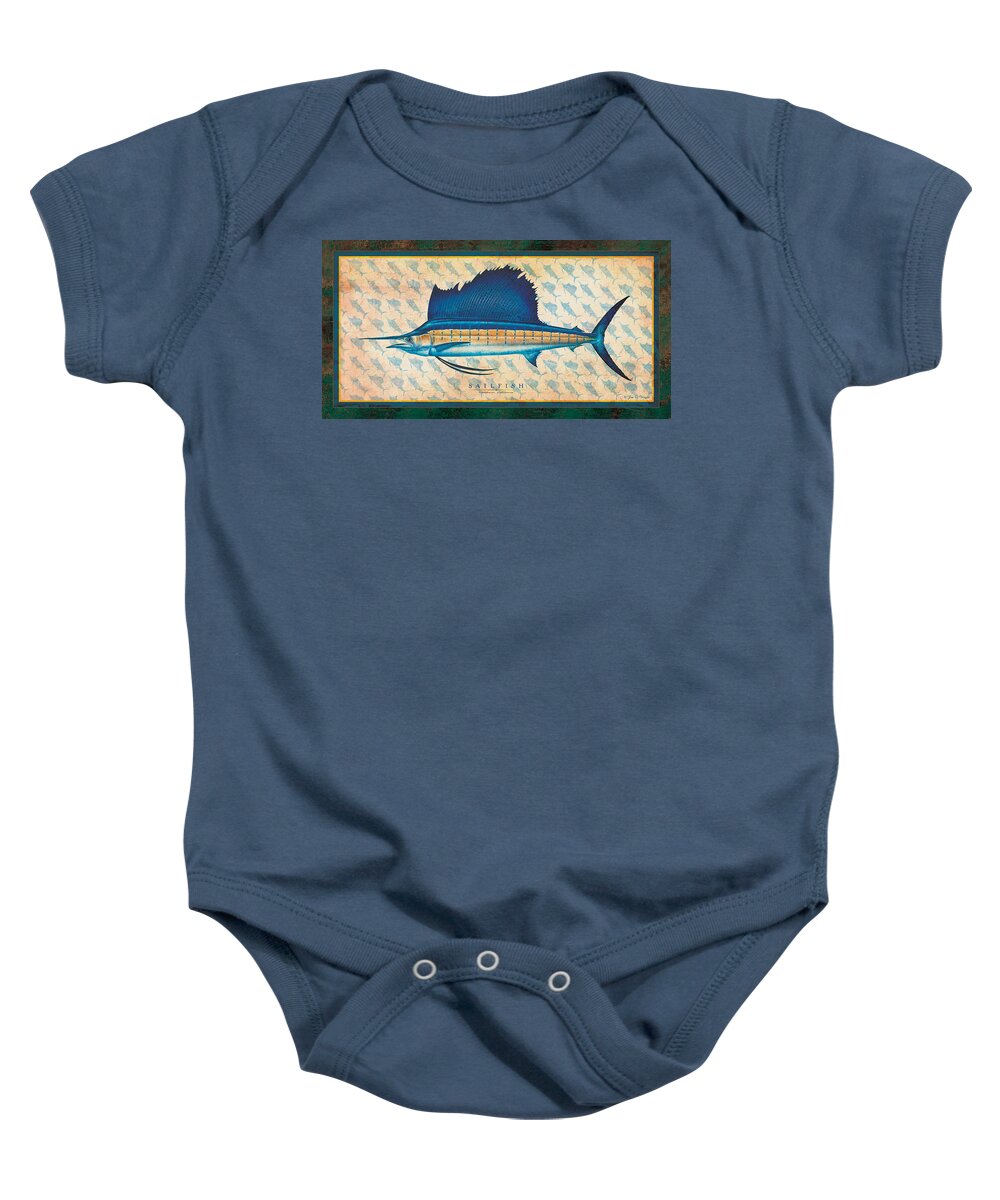Jon Q Wright Baby Onesie featuring the painting Sailfish by JQ Licensing