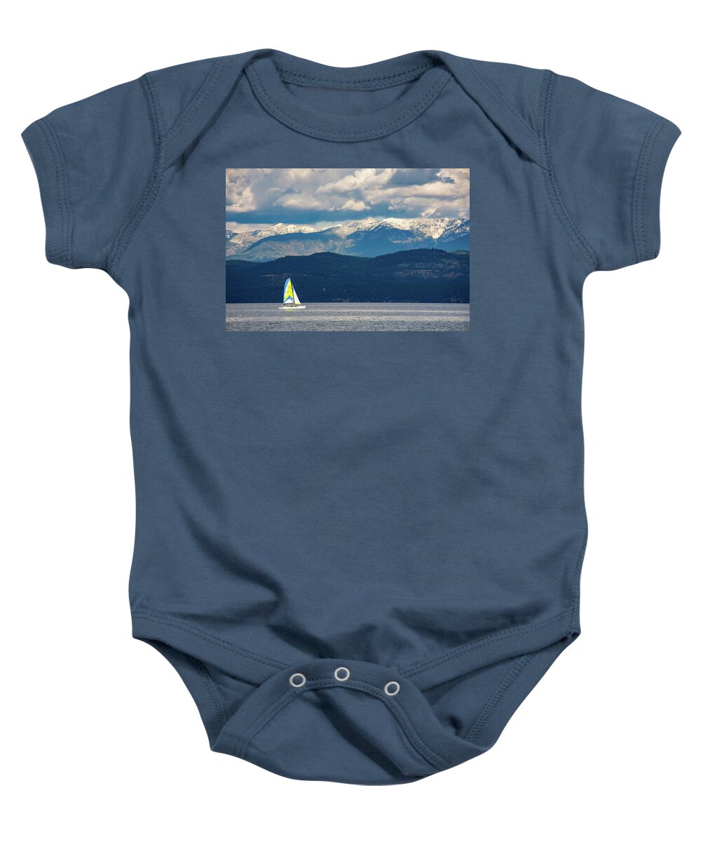 Sail Baby Onesie featuring the photograph Sailing Flathead Lake by David Hart