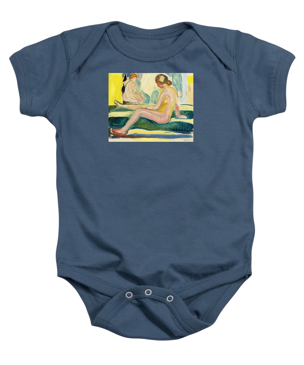 Edvard Munch Baby Onesie featuring the painting Seated Female Nudes by Edvard Munch